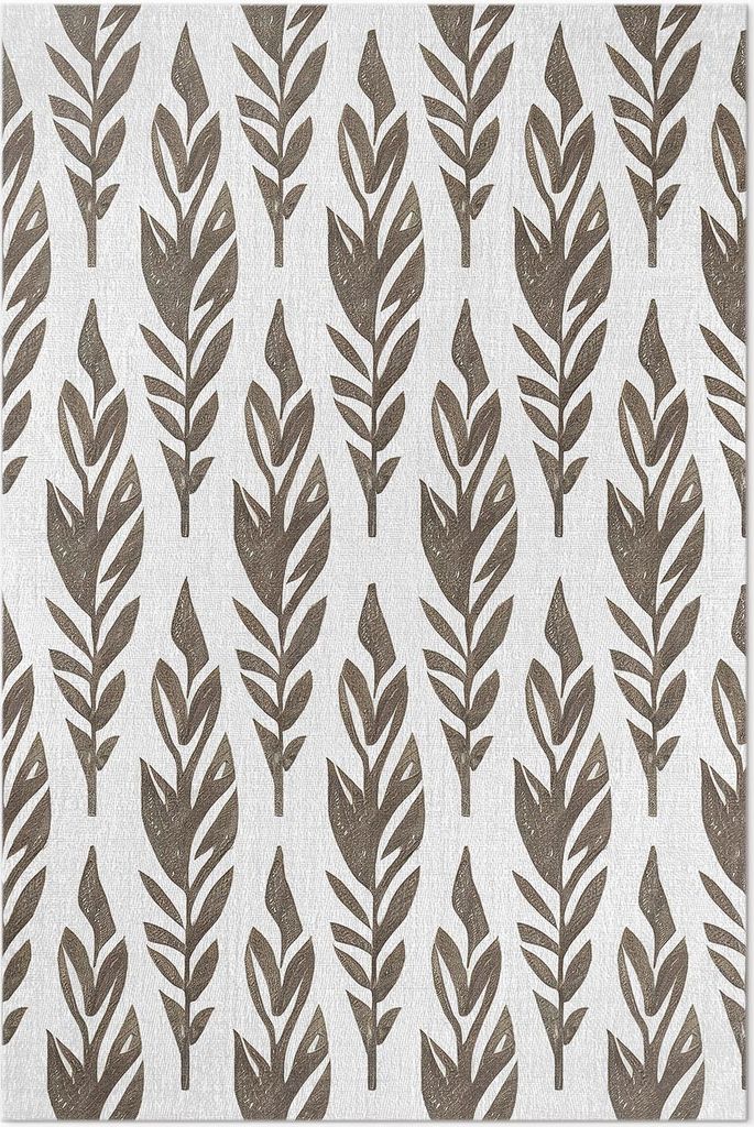 Bemalte Blätter im Boho-Blumen-Vintage-Stil – Vinyl Fußmatte – 120x180 cm – Rutschfest, Pflegeleicht & Langlebig