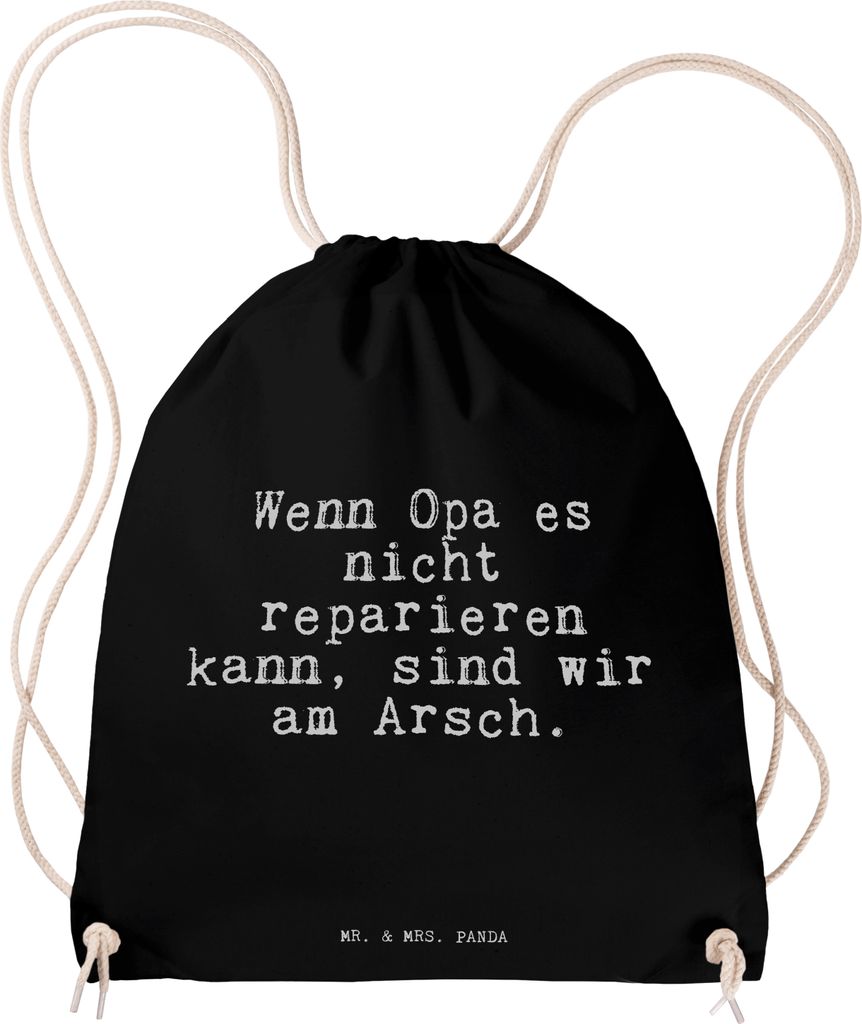 Mr. & Mrs. Panda Stoffbeutel Wenn Opa es nicht... - Schwarz - Geschenk, Opi, Sprüche, sporttasche klein, Spruch Weisheiten Zitate Lustig Weisheit ...