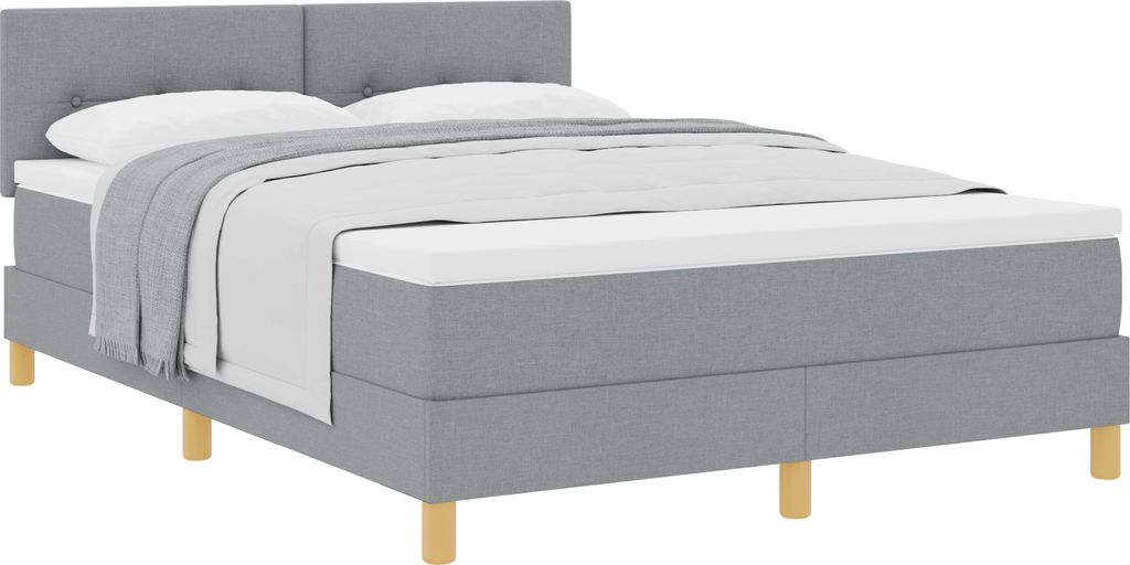 Best Möbel Bettrahmen, Boxspringbett mit Matratze Hellgrau 140x200 cm Stoff - Klassische Betten CL55847