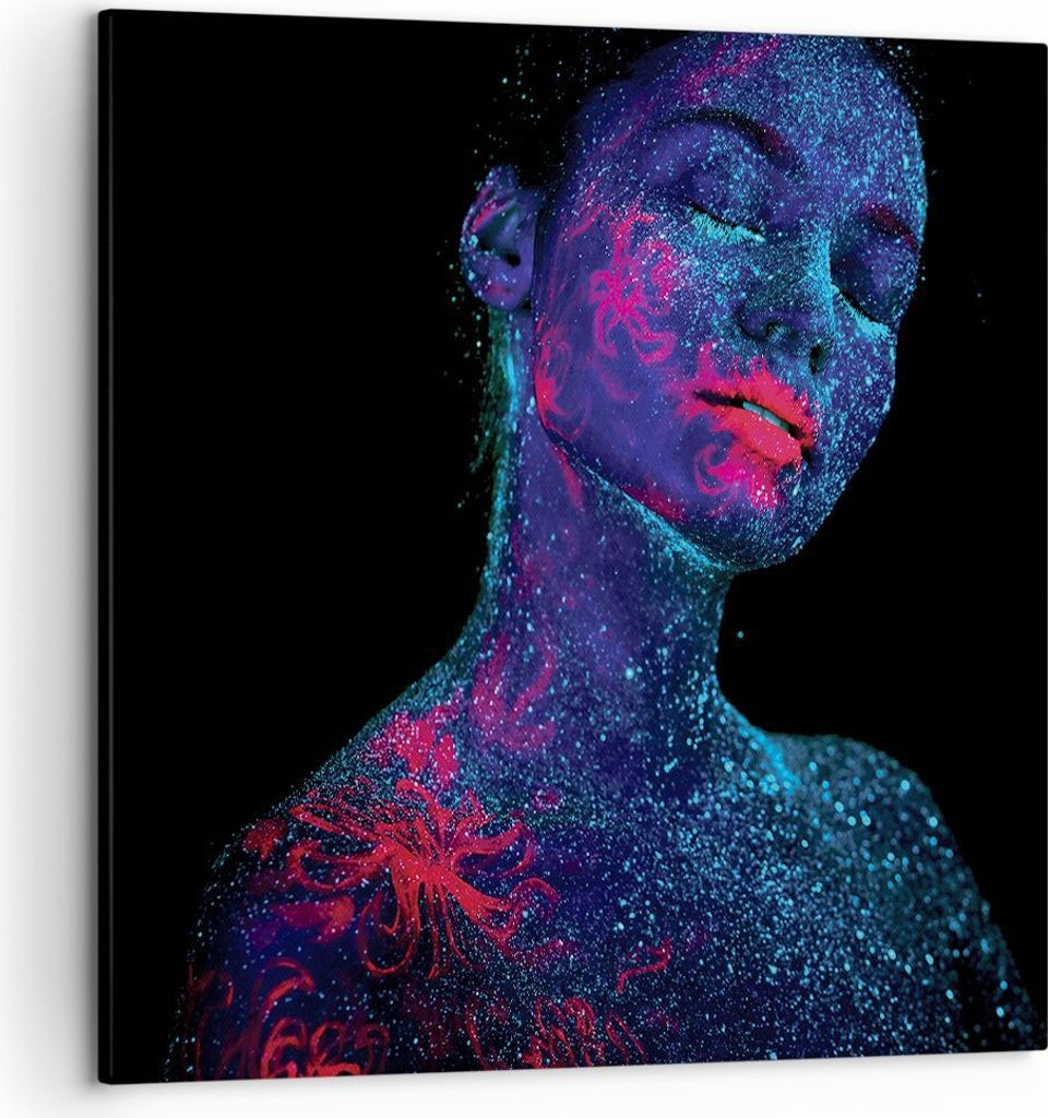 Bild auf Leinwand - Leinwandbild - Einteilig - Frau Ultraviolett Glitzer - 50x50cm - Wand Bild - Wanddeko - Wandbilder - Leinwanddruck - Bilder - W...