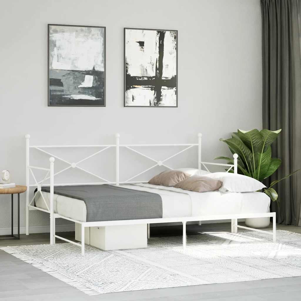 Möbel Klassische Betten - Weiß - CLORIS Tagesbett Ausziehbar ohne Matratze Weiß 75x190 cm Stahl,24.3 Kg - 500638