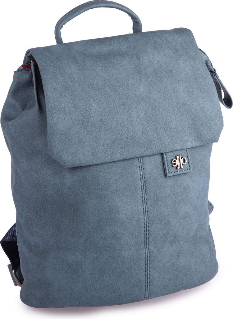 Jennifer Jones Klein Damen Rucksack Alltag aus weichem Kunstleder mit klappe blau