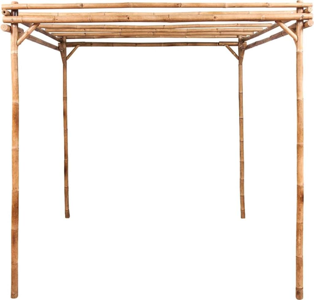 A standalone bamboo pergola structure against a white background.