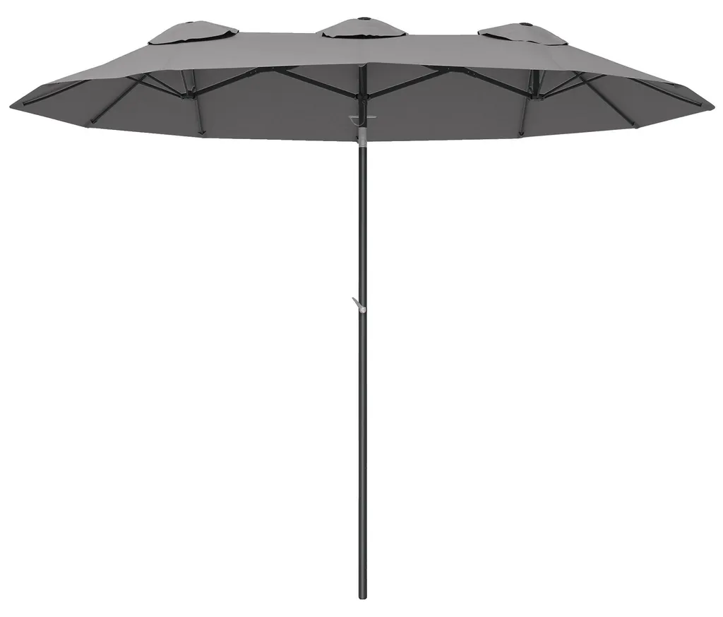 Parasol double rectangulaire pour grande terrasse gris et inclinable