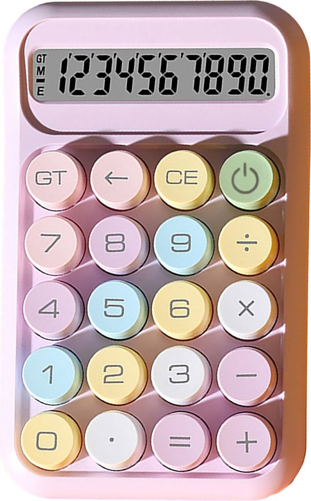 Mechanischer Taschenrechner im Retro-Schreibmaschinenstil, 10-stellig, mit großem LCD-Display für Schule und Büro