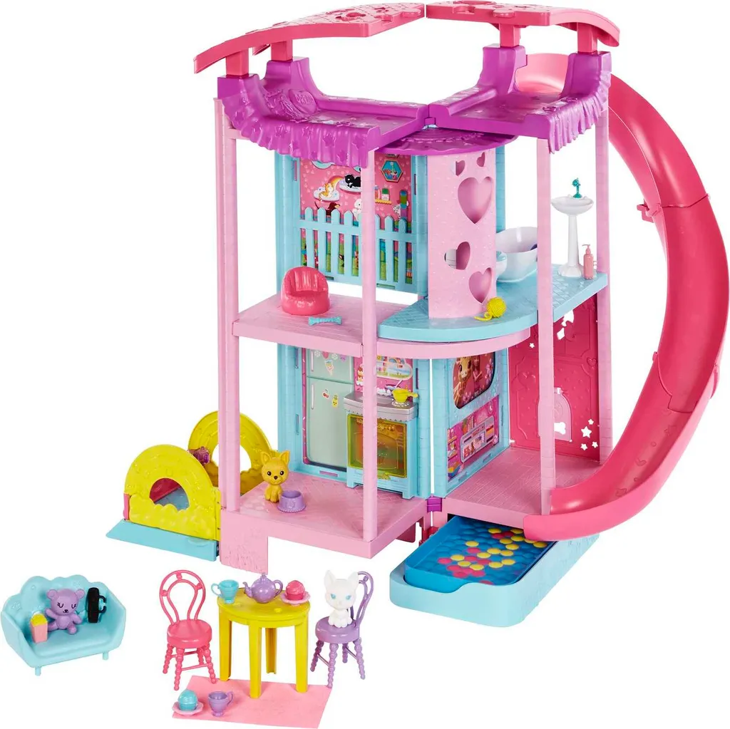 Maison Chelsea Barbie rose avec accessoires, le jouet compact idéal