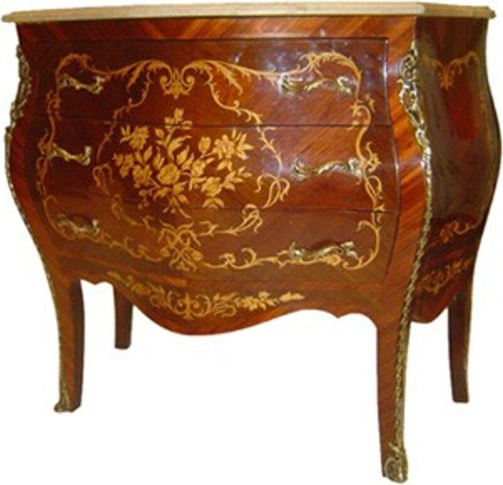 Casa Padrino Barock Kommode mit Marmorplatte Mahagoni Braun mit goldenen Metallapplikationen 87 cm - Hotel Collection