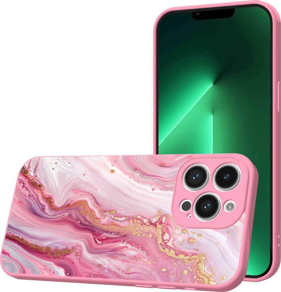 Smartphonica Handyhülle Geeignet für iPhone 13 Pro Max mit Pink Marble Druck - TPU Back Cover Case Pink Marble Design - Rosa