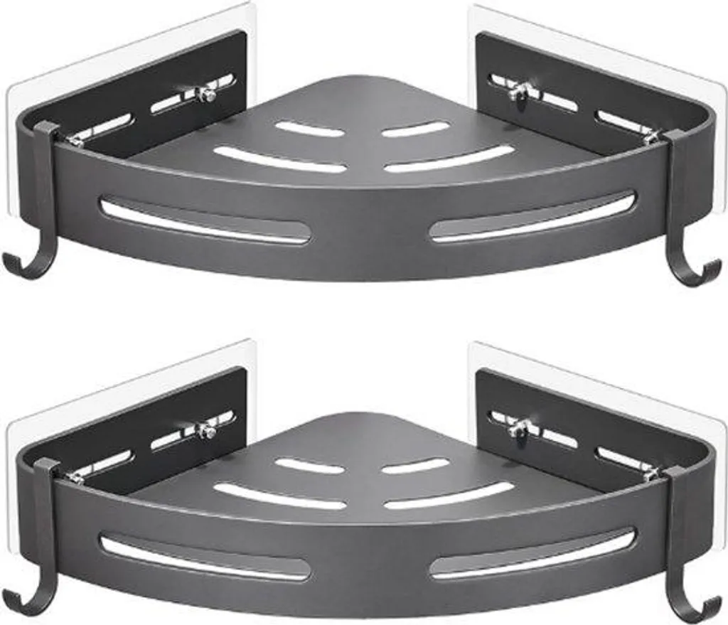 Étagère de Douche en Aluminium Inoxydable Gris - Lot de 2 Pièces Modèle Zen