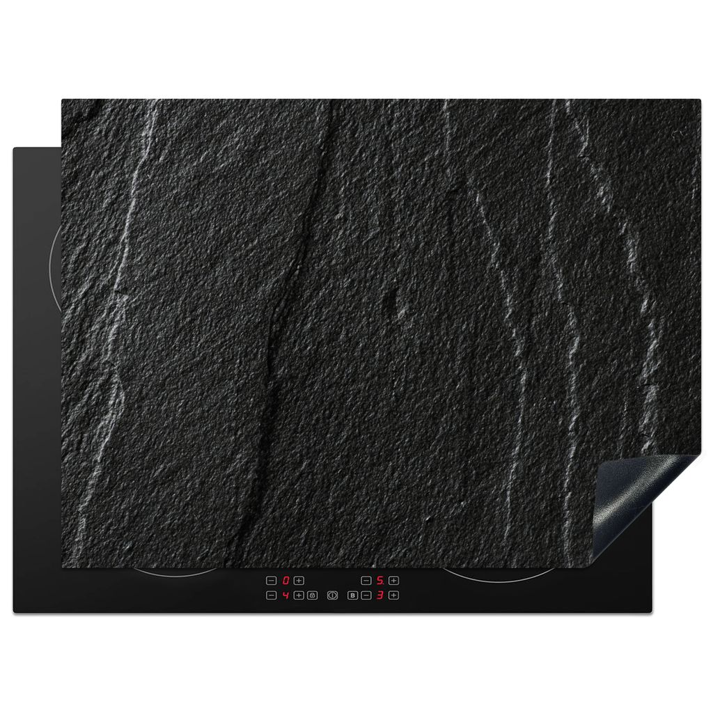 KitchenYeah Herdabdeckplatte Stein - Anthrazit - Dunkelgrau - Steinstruktur , 71x52cm, Küche Deko, Glaskeramikkochfeld Herdabdeckung, Abdeckplat...