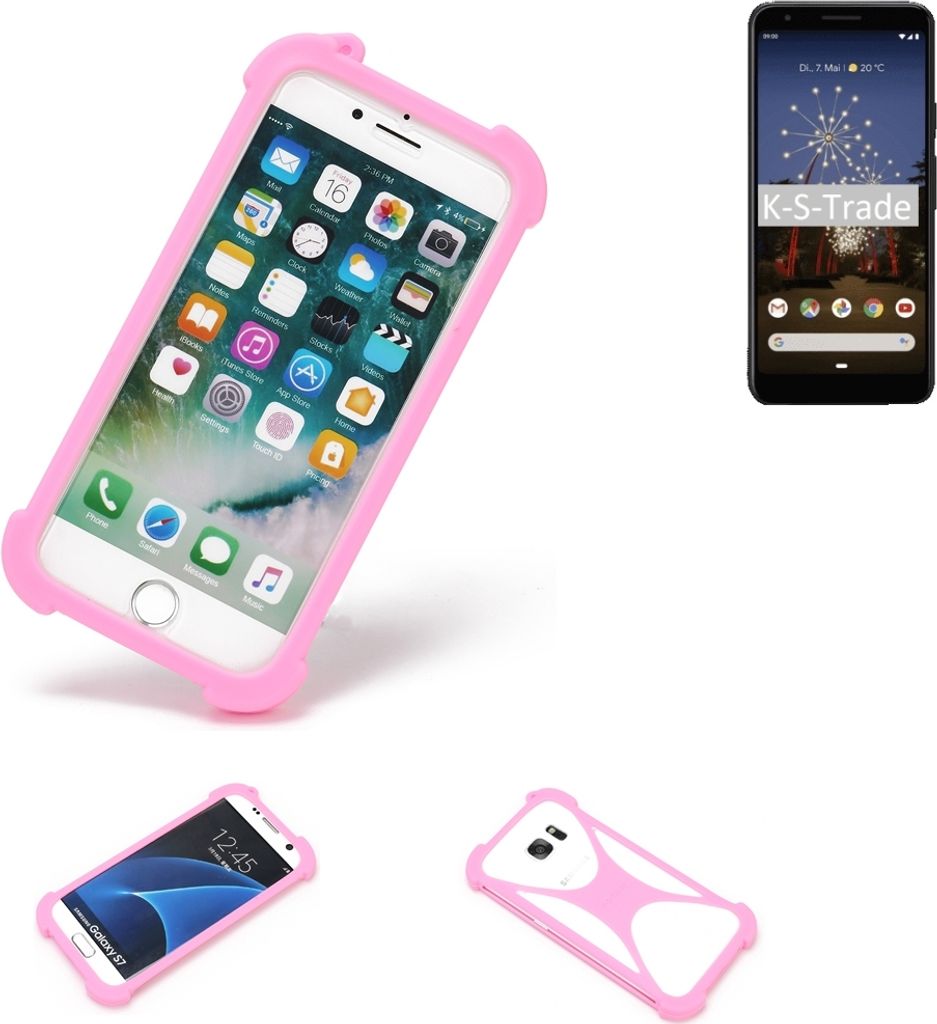 K-S-Trade Handy Hülle kompatibel mit Google Pixel 3a Schutz Hülle Bumper Silikon Schutz Hülle Cover Case Silikoncase Silikonbumper TPU Softcase