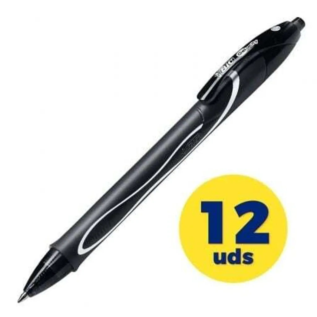 BIC Gel-ocity Rapide Stylos Encre Gel Noire à Séchage Instantané - 12pcs