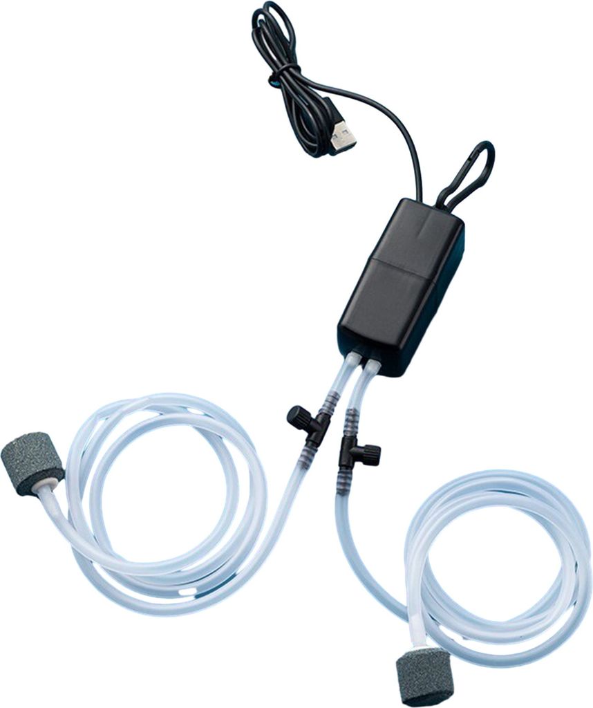 1 Set Sauerstoffpumpe Dual Tube Design Mini Aquarium Luftpumpe Kit Ultra-leise USB Ladepumpe für Aquarium