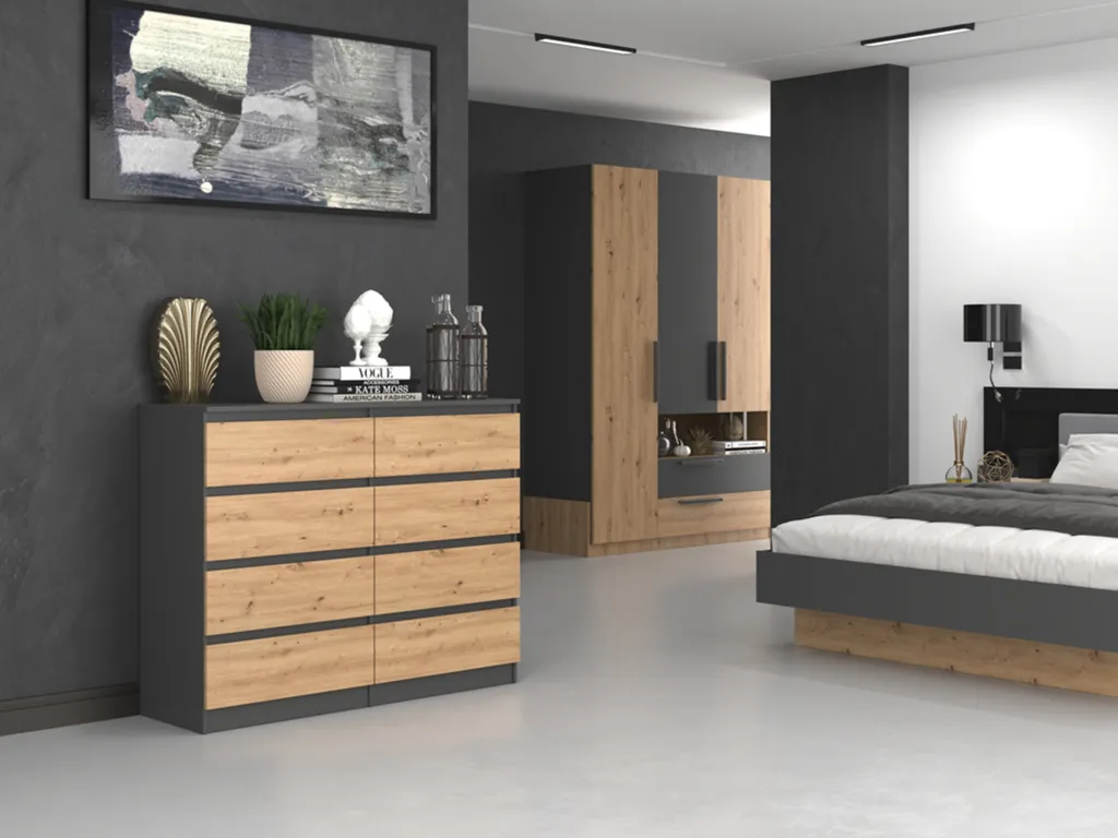 Commode gain de place 8 tiroirs Anthracite Artisan pour chambre rangée - 2
