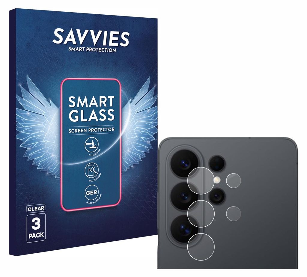 3x Savvies Schutzglas Folie für Samsung Galaxy S26 Ultra (NUR Kameraschutz) 9H Panzer Schutzfolie Glas Displayschutz klar transparent