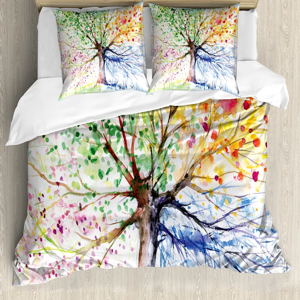 Copripiumino ABAKUHAUS Baum 200x200 cm - Set Letto Antiacaro Colorato