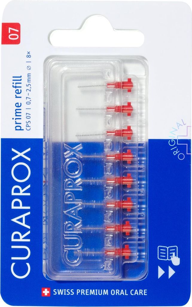 CURAPROX CPS 07 Prime Nachfüllpackung rot 0,7 mm, 8 Stück