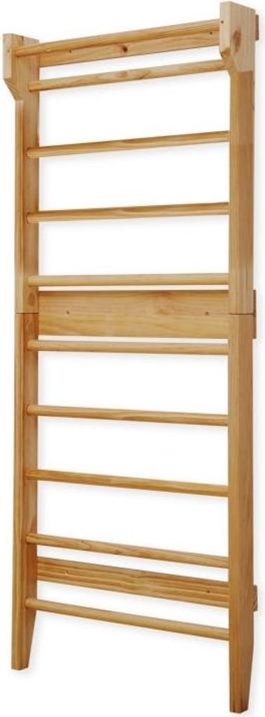 A wooden wall bar unit against a white background.