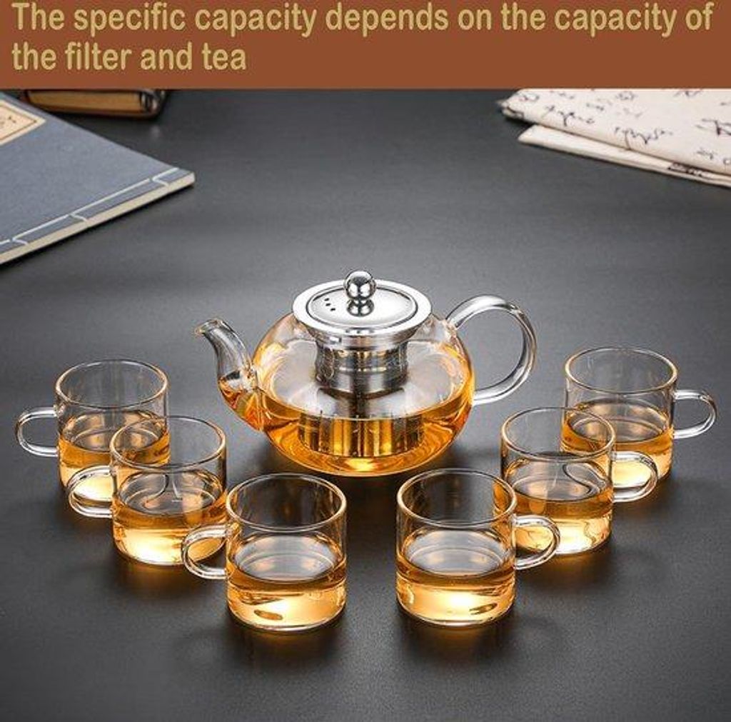 Gläserner Teepot mit Filter 600 ML, borosilicatischer Teepot mit Edelstahl-Filter und Deckel, Teepot für lose Teeblätter, gläserne Teepotten mi...