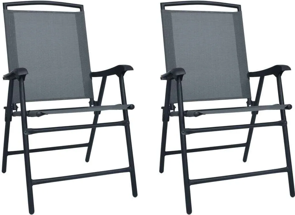 Sedie Pieghevoli da Balcone Grigio - Set 2pz per Relax all'Aperto