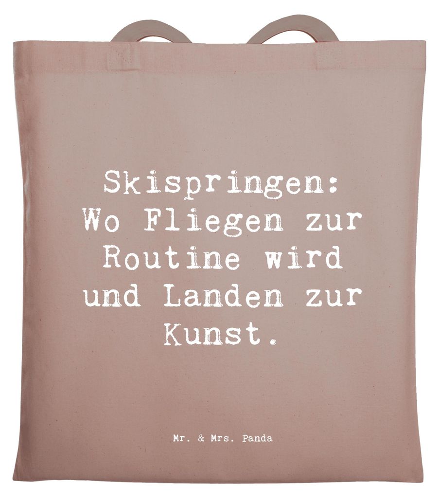 Mr. & Mrs. Panda Jutebeutel Spruch Skispringen Kunstflug - Braun Pastell - Geschenk, Sportler, Uni Tasche, Teamsport, Flug, Sprungtechnik, Landung,...