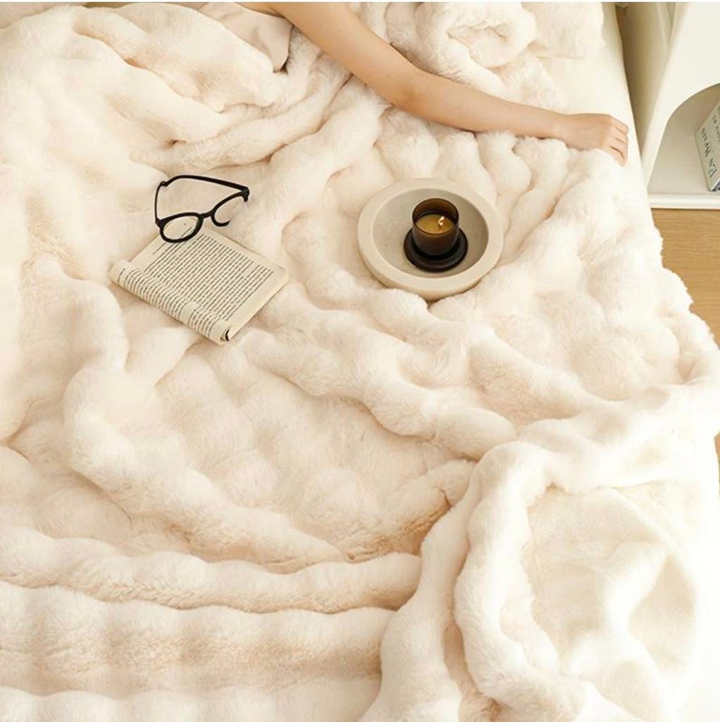 Wohndecke Kunstkaninchenfleece Plüschdecke 160x200 cm *kein fusseln kein Haaren*