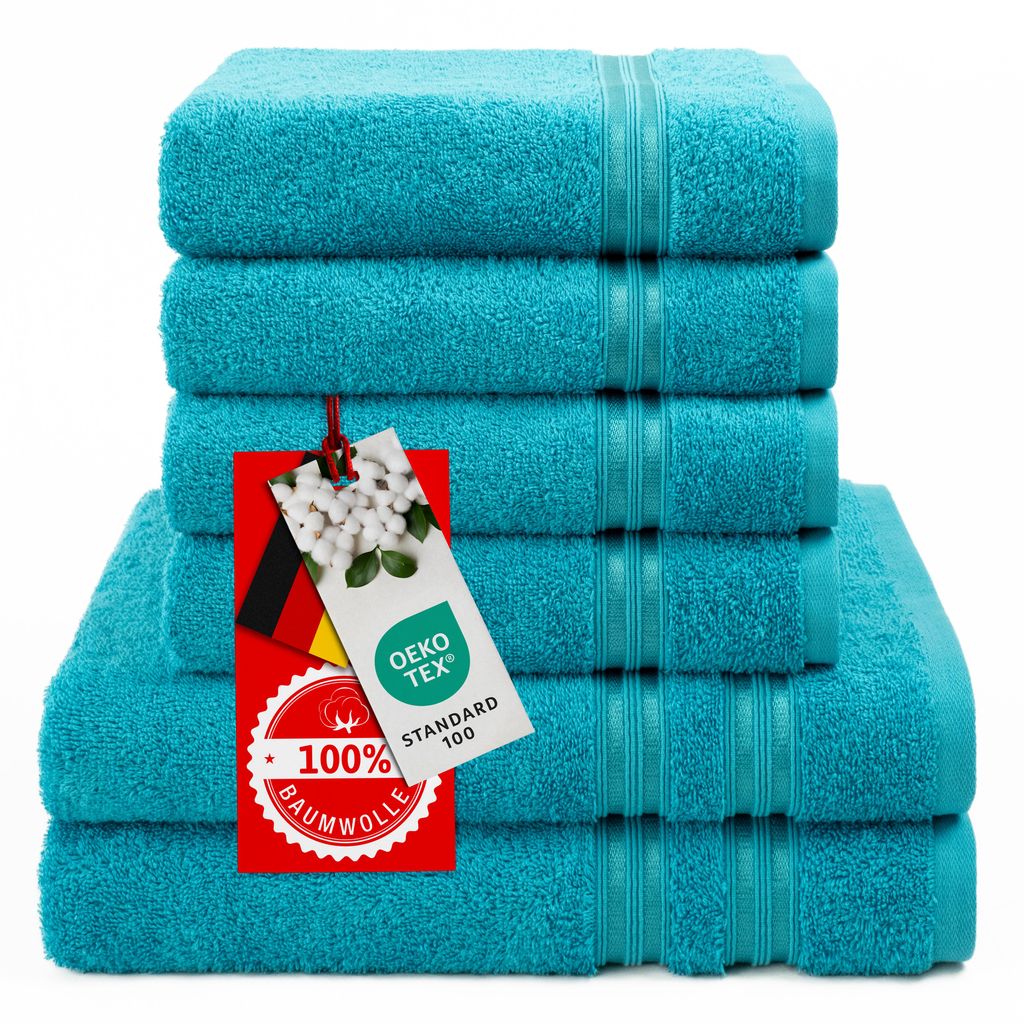 Hammetex Handtücher Set 6-teilig – 2 Badetücher 70x140 cm, 4 Handtücher 50x100 cm, 100% Baumwolle,