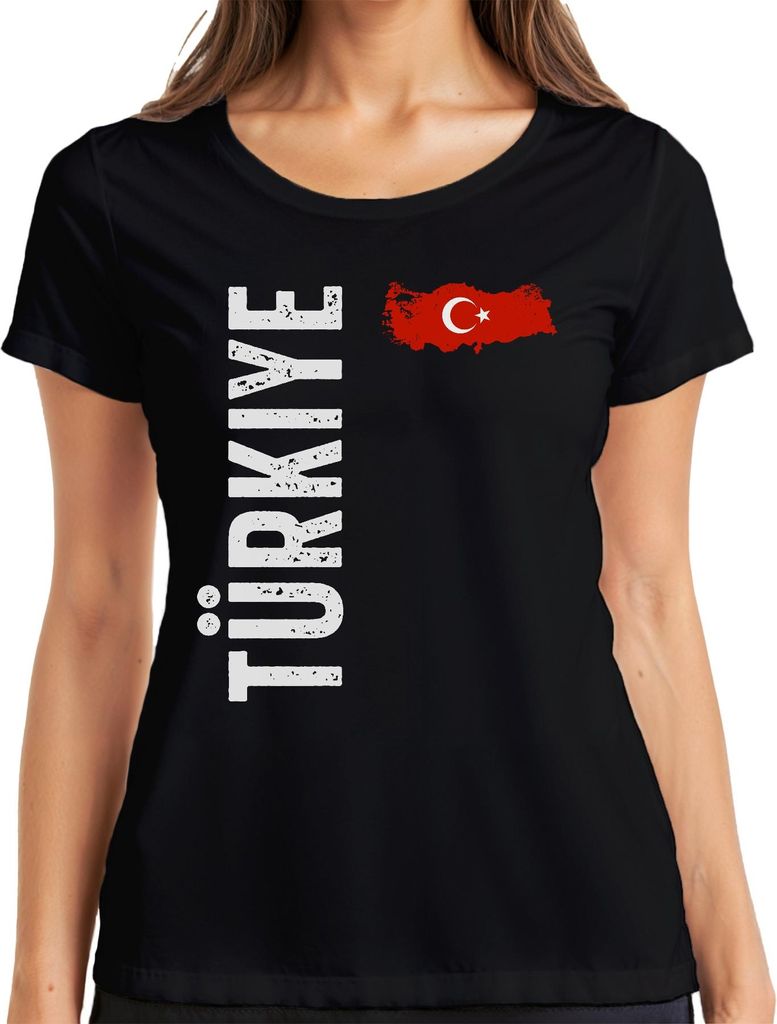 Türkei Flagge Fußball Fan WM Weltmeisterschaft 2026 Damen T-Shirt, Schwarz, S