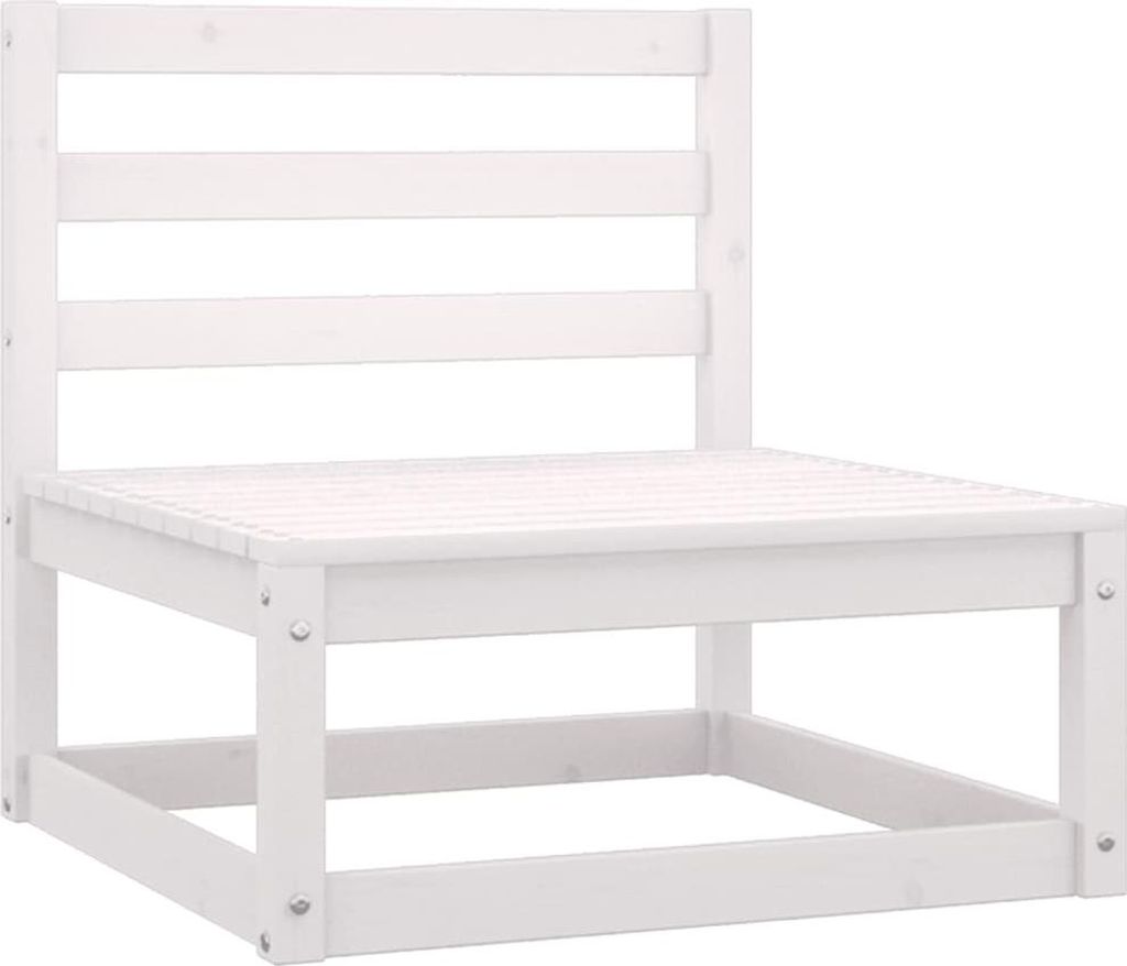 vidaXL Garten-Mittelsofa mit Anthrazit Kissen Weiß Massivholz Kiefer