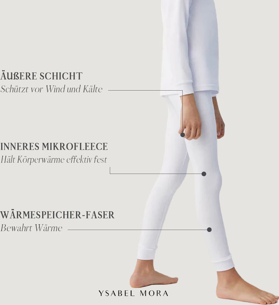 YSABEL MORA Kinder Thermo Unterhose Lang In Weiß – Warm & Gemütlich Für Kalte Tage