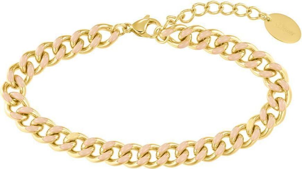 s.Oliver Panzerarmband für Damen aus Edelstahl, IP Gold, Emaille