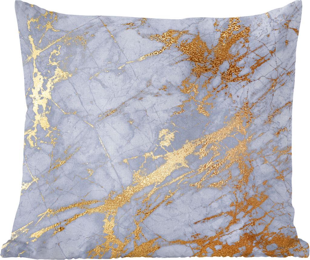 MuchoWow Zierkissen Sofakissen Wohnzimmer Dekokissen 50x50 cm Marmor - Blau - Gold - Komfort - Sofakissen