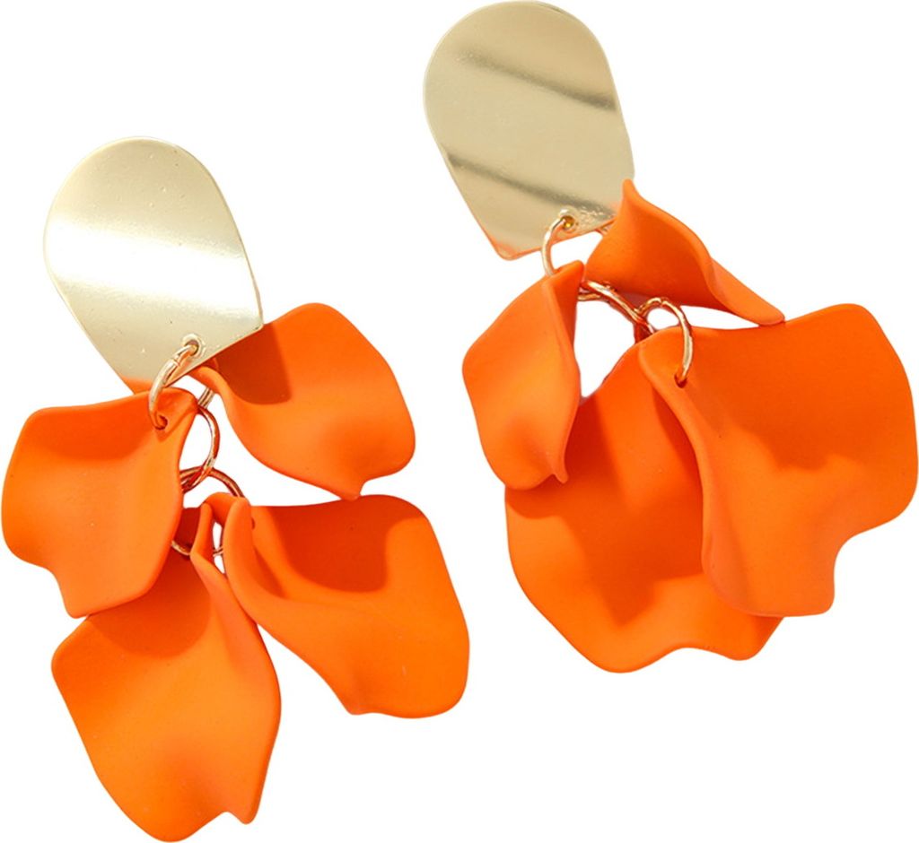 Paar Retro-Ohrringe mit Rosenblütenblättern, langer Stil, übertriebene baumelnde Ohrringe, helle Farbe, Ohrringe, Schmuckzubehör