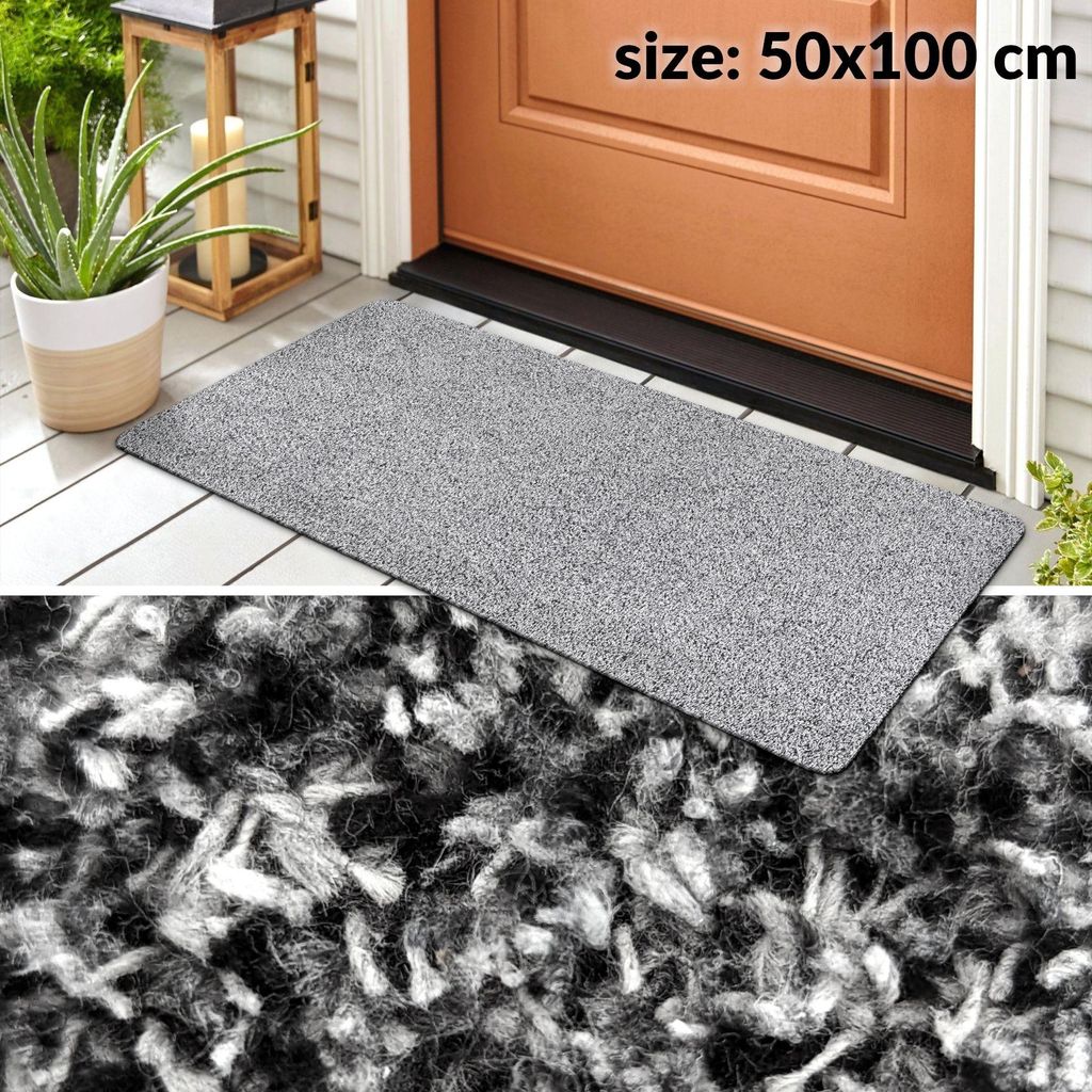 Fußmatte Türvorleger Bodenmatte Textil DOVER Tropfen Grau Robust Wasserabweisend Breite 50 cm Länge 100 cm