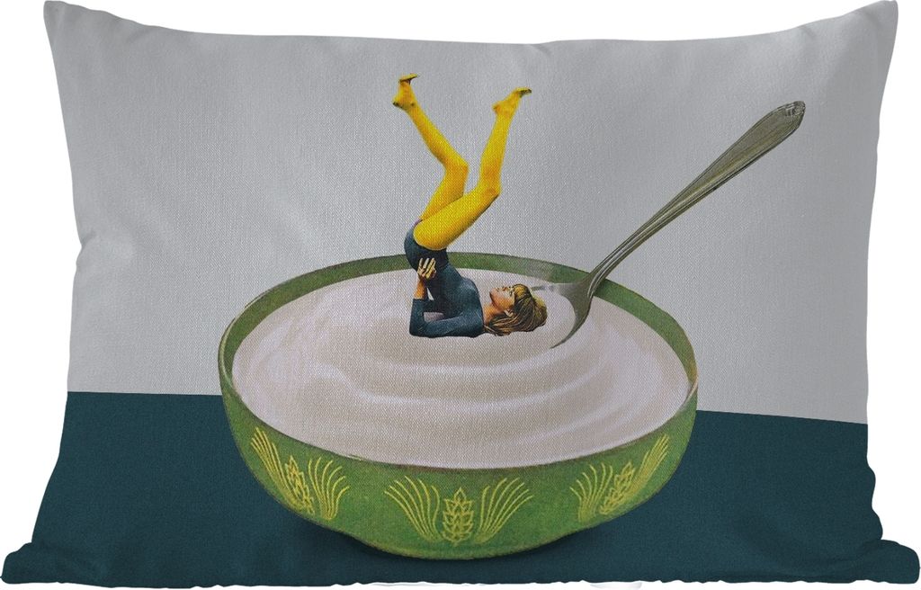 MuchoWow Outdoor Kissen - Joghurt - Yoga - Retro - 50x30 cm - Wetterfest - Lounge Kissen - Sofa kissen - Wohnzimmer Dekoration