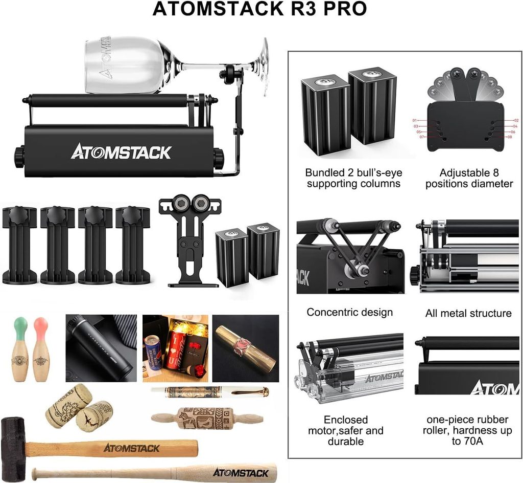 ATOMSTACK R3 PRO Rotary Roller, Y-achsen-Rotationsmodul Produktbild 2