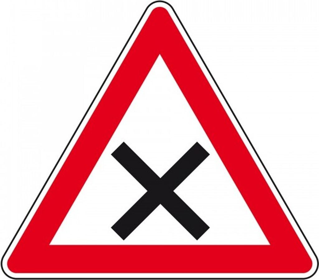 Schild I Verkehrszeichen Kreuzung oder Einmündung, Nr.102, Aluminium RA1, ref...