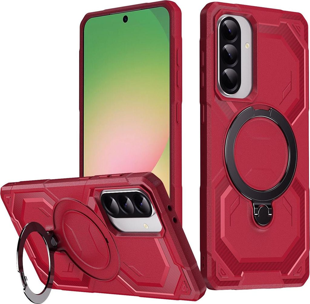 MagSafe Hülle für Samsung Galaxy A36/A56 - Phonesta IronLock Back Cover mit Ring - Rot
