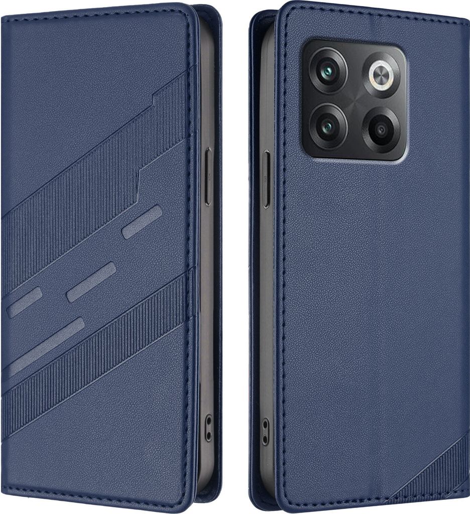 Hülle für OnePlus 10T, Kunstleder Brieftaschen Handyhülle mit Kartenfach und Standfunktion Blau