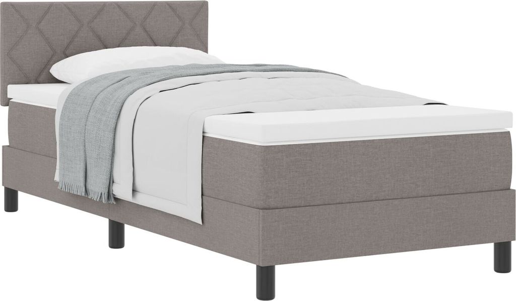 Möbel Boxspringbett mit Matratze Taupe 90x190 cm Stoff - Klassische Betten 3338731