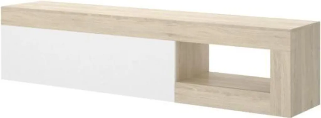 Meuble TV bas LEBO Chêne et Blanc brillant 204 cm - Style scandinave - 4