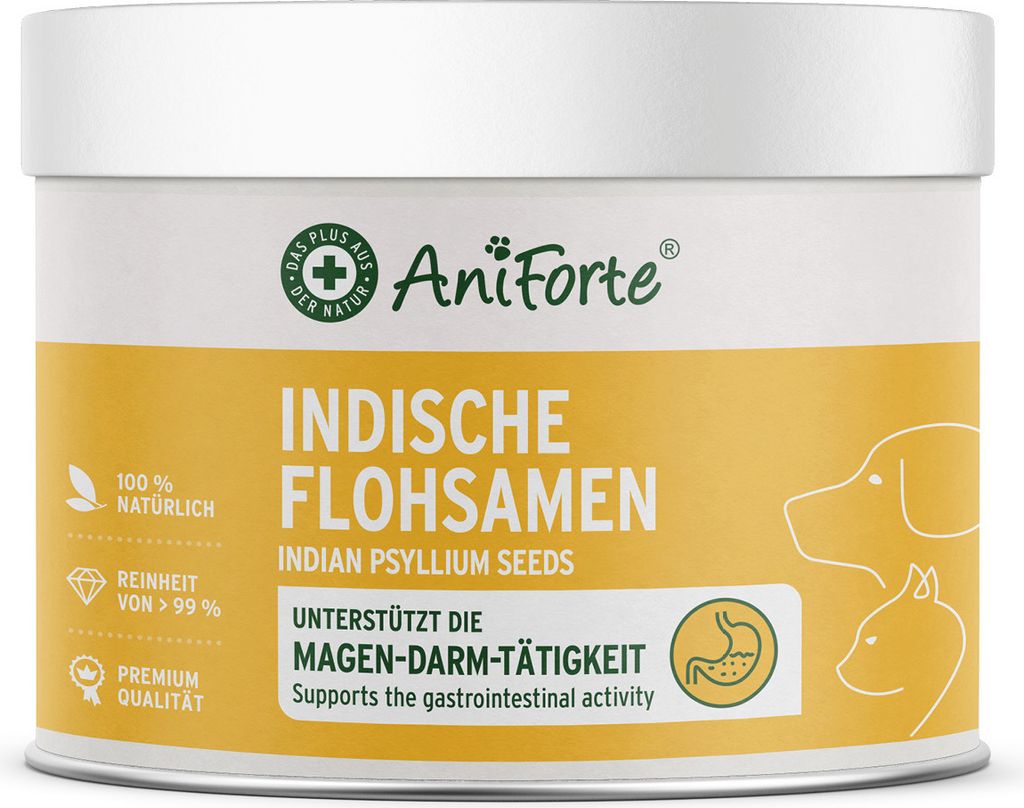 AniForte Flohsamen für Hunde & Katzen 250g - Reich an Ballaststoffen & Schleimstoffen, Indische Rohkostqualität, für Magen-Darm-Trakt, bei Über...
