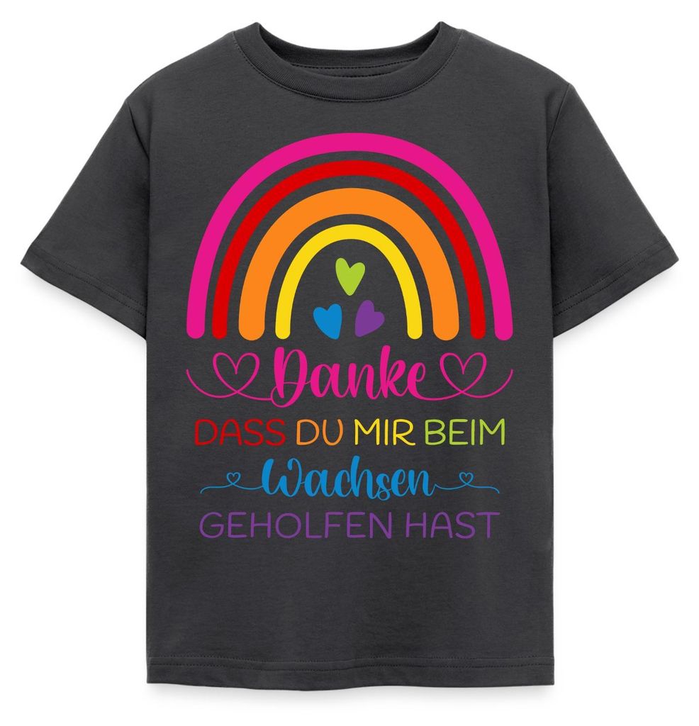 Spreadshirt Danke Erzieherin Lehrerin Abschiedsgeschenk Kinder T-Shirt, 110/116 (5-6 Jahre), Dunkelgrau