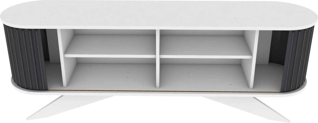 Fernsehschrank Desteve, Ständer für Wohnzimmerfernseher, Niedriges Wohnzimmer-Sideboard, TV-Ständerbasis, 180x43h60 cm, Anthrazit und Weiß