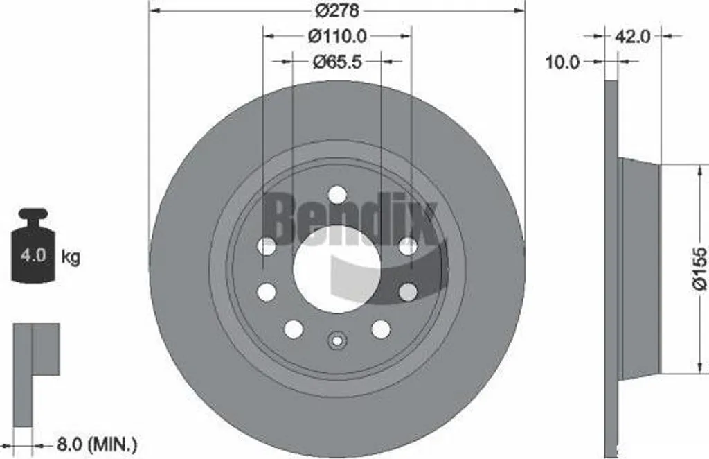 Disque de frein BENDIX OE 569122 haute résistance pour Astra et Zafira