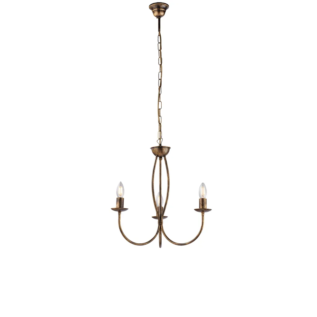 Lampadario Be Light Botte BL147-3-BR Ferro 3 Luci E14 Marrone Oro - 1