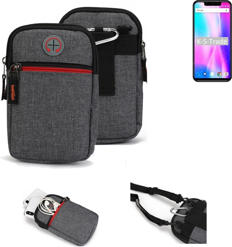 K-S-Trade Holster Gürtel Tasche kompatibel mit Vernee M7 2018 Handy Tasche Schutz Hülle grau Zusatzfächer 1x