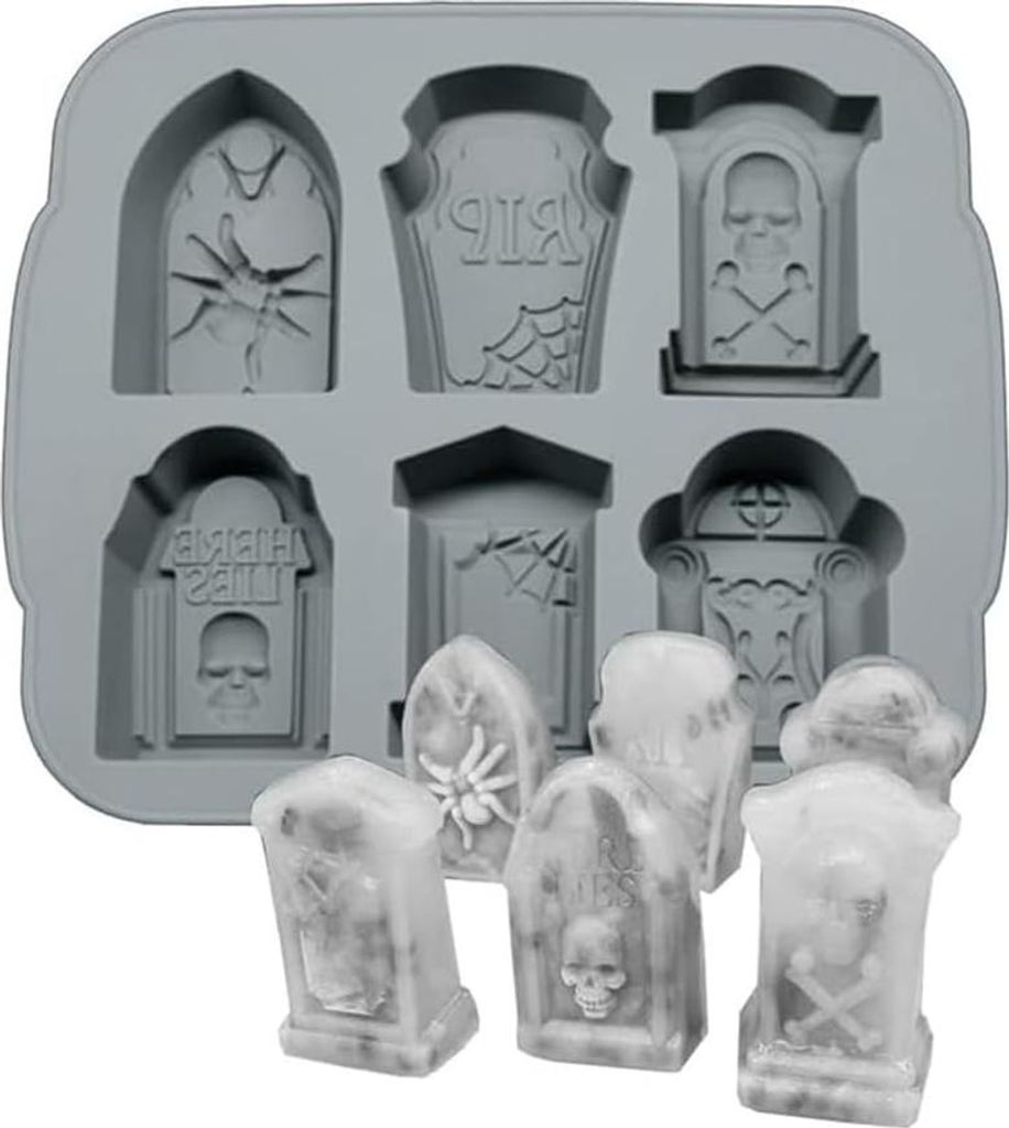 Grabstein Silikonform, Halloween Silikonform, 3D Halloween Grabstein Silikonform, für Süßigkeiten, Schokolade, Gelee, Eiswürfel