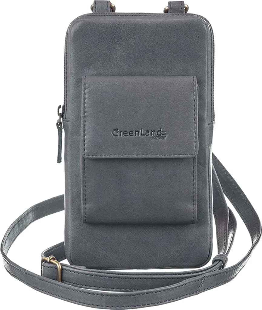 Sacoche Téléphone Portable Cuir GreenLand Nature Aqua - Housse Compacte
