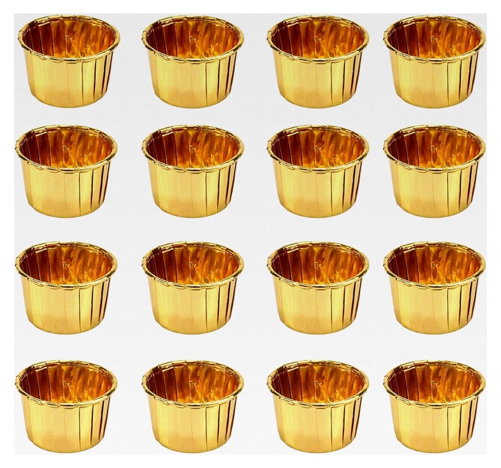 50 Stück Muffinformen Gold, Mini Muffins Papierförmchen, Cupcake Muffin Förmchen aus Aluminiumfolie, Einweg-Backbecher für Weihnachten, Hochzei...